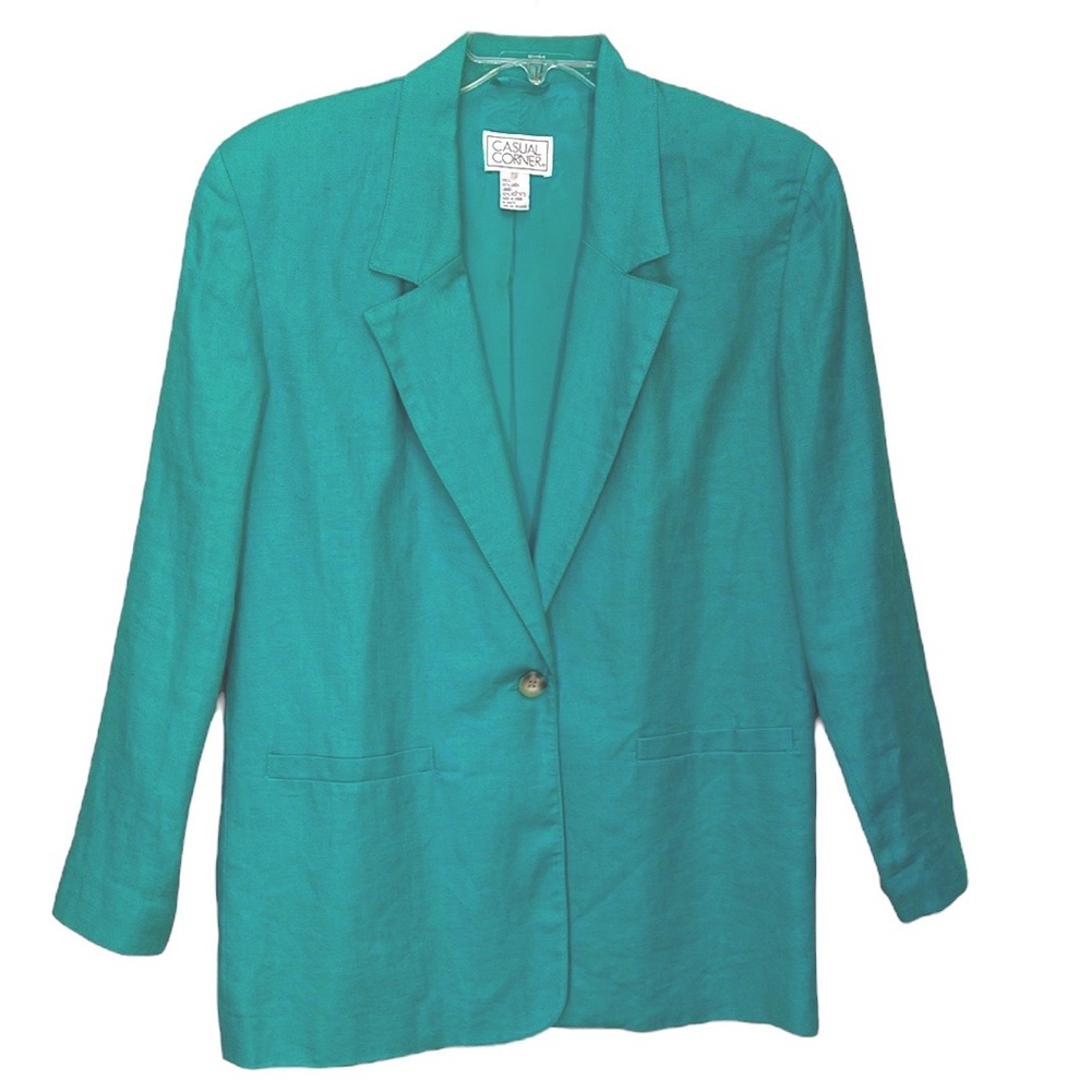 Casual Corner Teal Linen Blazer